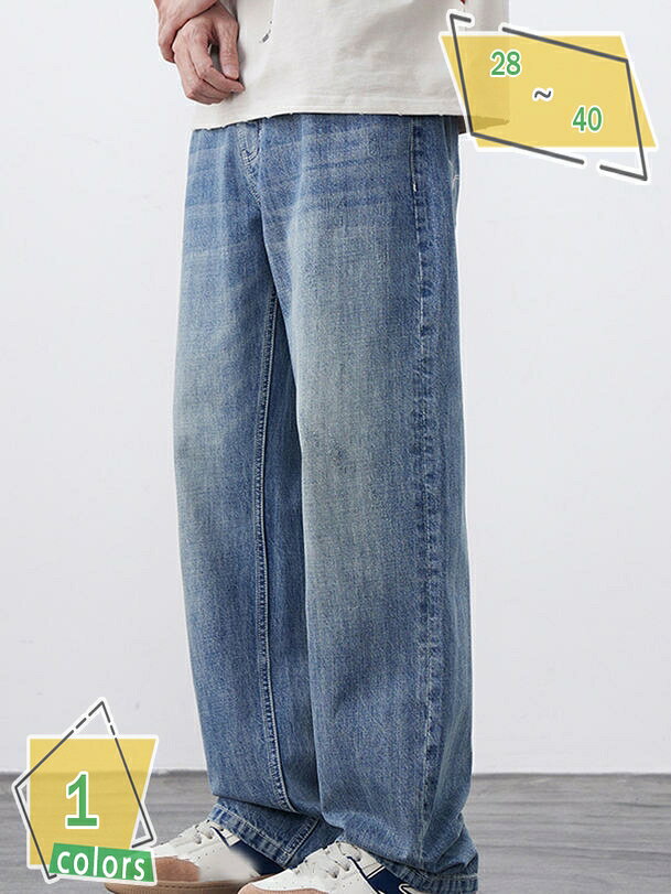 樂天商城 - 1000円OFFクーポン ワイドパンツ メンズ デニム ストレートパンツ デニムワイドパンツ バギーパンツ 太い ワイドデニム ボトム ボトムス 大人 RaogtCYU