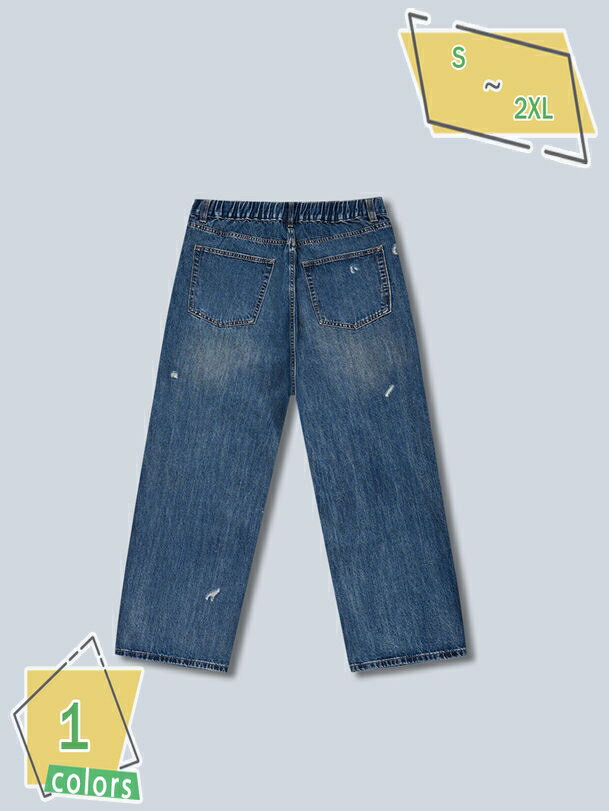 1000円OFFクーポン ルーズストレート デニムパンツ ジーンズ メンズ 太め カジュアル アメカジ ズボン ダメージ ジーパン RaogtCYU