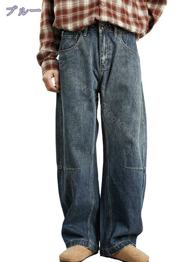 1000円OFFクーポン ゆるフィット デニムパンツ メンズ ワイド デニム バギーパンツ ゆったりジーンズ ジーパン やわらか ゆったり ヒップホップ ダンス RaogtCYU