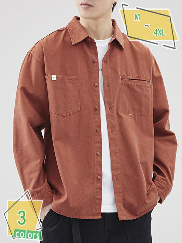 1000円OFFクーポン シャツ メンズ 長袖 春秋 カジュアル ワークシャツ ポケット付き 襟付き 無地 おしゃれ 通気性 汗染み防止 快適な 軽い 柔らかい...