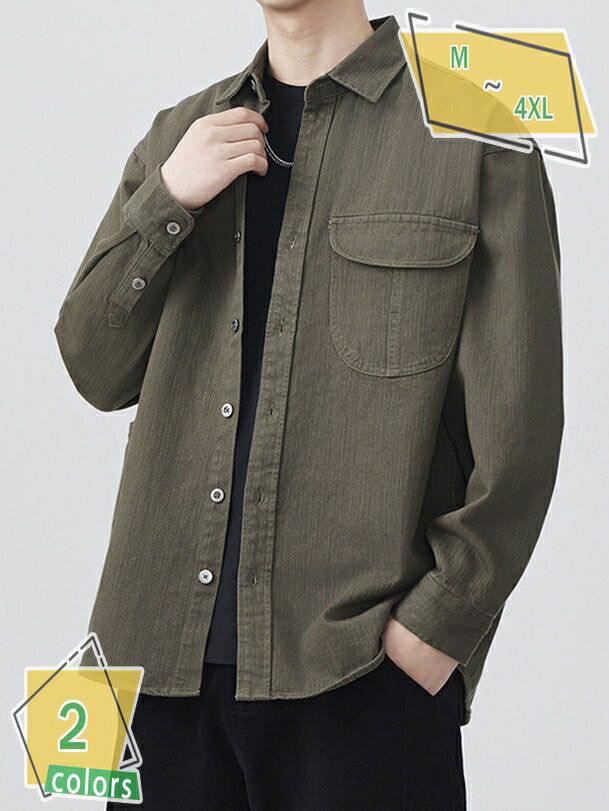 1000円OFFクーポン 長袖シャツ ワイシャツ カジュアルシャツ メンズ 開襟シャツ シャツジャケット 体型カバー 大きいサイズ ゆったり 四季汎用 トップス...