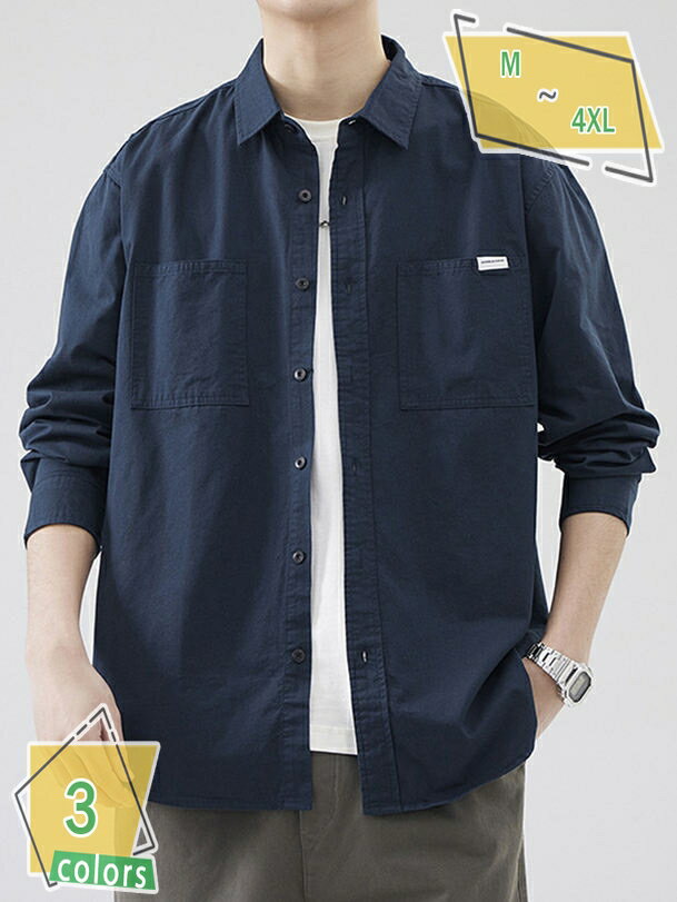 1000円OFFクーポン ワークシャツ メンズ カジュアルシャツ ヘンリーネック 大きいサイズ 無地 春秋 レトロ 立ち襟 快適 着心地が良い 通気 耐摩耗 量...