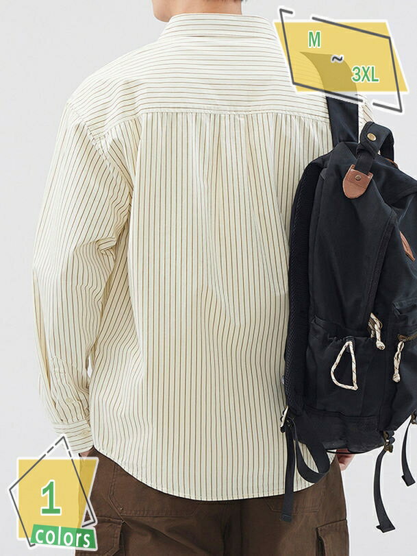 777円OFFクーポン メンズ シャツ 長袖 春秋服 メンズ ワイシャツ 大きい サイズ ビジネス カジュアル ストライプ柄 ゆったり おしゃれ 服 軽い 柔ら...