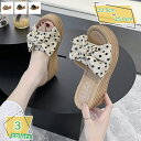 スリッパ サンダル レディース 夏 蝶結び かわいい 厚底 ハイヒール ヒール7cm ウエッジソール 靴 レディースビーチサンダル夏 ウェッジヒール フローラルプラットフォームスリッパ サンダル 水玉 厚底 サンダル RaogtCYU
