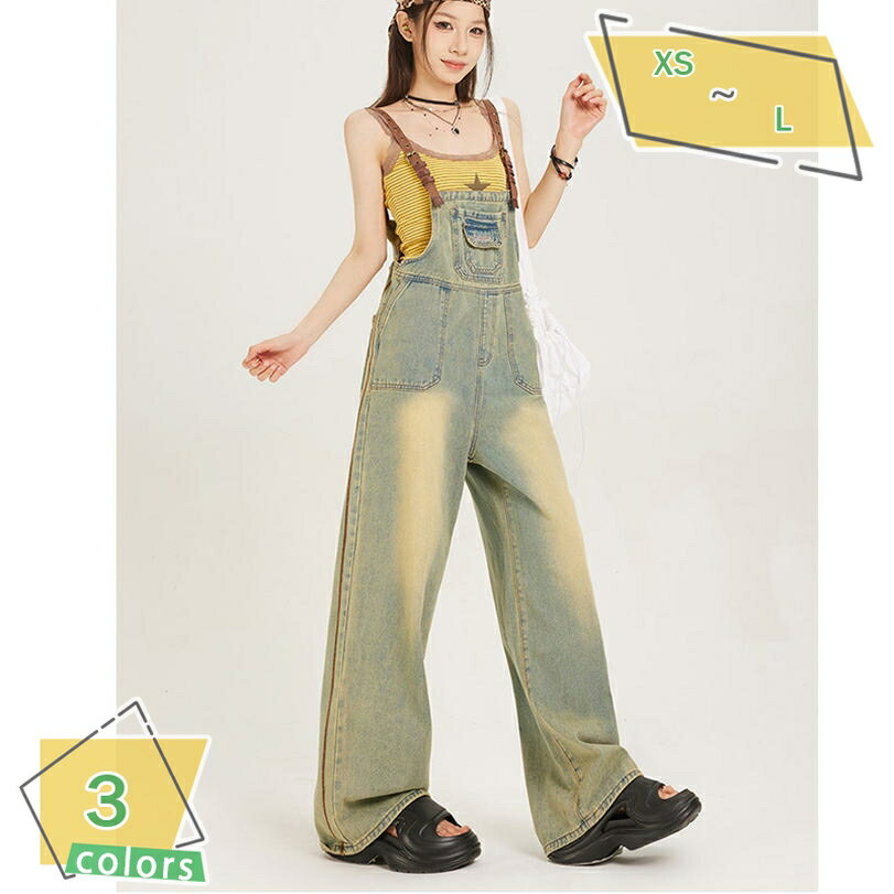 1000円OFFクーポン 大きいサイズ レディース オールインワン サロペット パンツ ワイド デニムサロペットパンツ デニム サロペ つなぎ オーバーオール ジーンズ ジーパン ポケット RaogtCYU