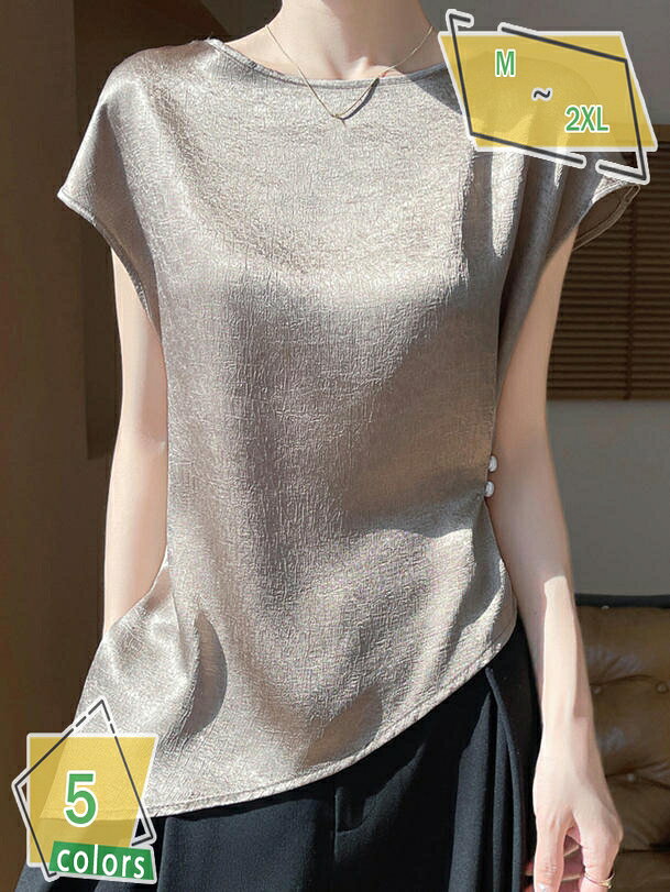 Other - カットソー レディース tシャツ 半袖 トップス 無地 クルーネック 夏服 涼しい オフィス キレイめ シンプル カジュアル お洒落 通勤 日常 ブラウス シフォン プルオーバー 大きいサイズ 体型カバー 薄手 サマー 仕事 RaogtCYU