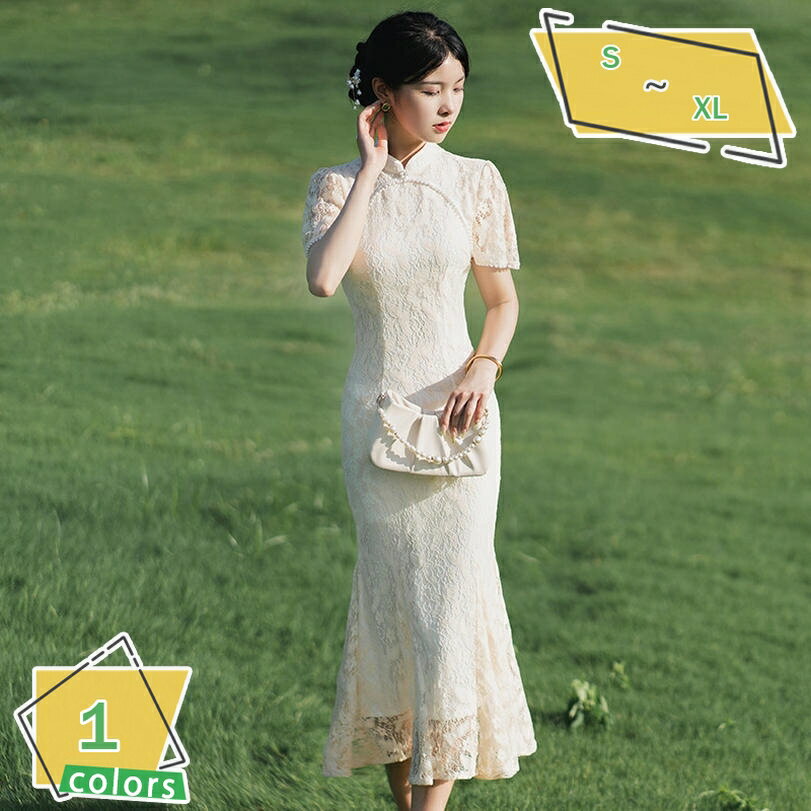 777円OFFクーポン パーティードレス レディース タイトドレス ワンピース クラブドレス 立ち襟 カクテルドレス レース 半袖 シースルー フリル ひざ丈 チュール セクシー 可愛い チャイナドレス ひざ丈ドレス 結婚式 二次会 RaogtCYU