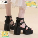 760円OFFクーポン パテントレザー 厚底サンダル レディース チャンキーヒール 前厚 バックジッパー 美脚 プラットフォーム 太ヒール 履きやすい 歩きやすい ミュール サマーブーツ おしゃれ 大人 グラディエーターサンダル RaogtCYU