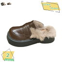 1000円OFFクーポン ミュール サンダル レディース スリッパ ファーサンダル 秋冬 フラット シンプル ローファー ラウンドトゥ 美脚 おしゃれ かわいい...