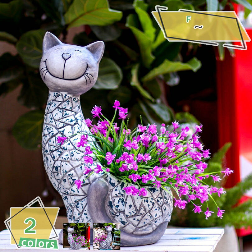 ガーデニング置物 庭 猫 置物 オブジェ かわいい 屋外 防水 耐久性 癒し 雑貨 ガー...