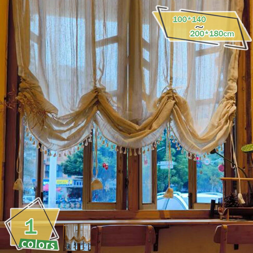 バルーンカーテン 綿麻 綿麻 タッセル付属 北欧 遮光 目隠しカーテン 小窓用カーテン 遮熱 ショート 間仕切りカーテン 軽量 速乾 上品 棚隠し 新生活 模様替え リビングルーム 新築祝い 改築祝い インテリア 小さな窓 RaogtCYU