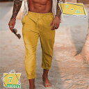クロップドパンツ 9分丈 綿麻 ストレッチ ウエストゴム クロップドパンツ サルエルパンツ メンズ アンクルパンツ ひざ下 キレイめ ジョガーパンツ ストレッチ ストリート ゴルフ アウドドア ビーチ 涼しい 春 夏 秋 RaogtCYU