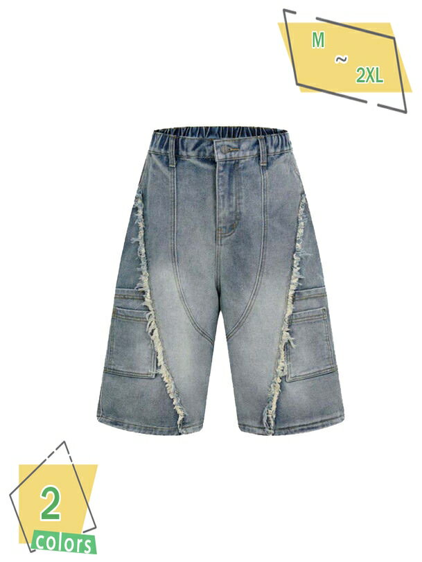 1000円OFFクーポン ハーフ デニムパンツ カーゴパンツ メンズ レディース 夏用 ゆったり 5分丈 ワイド ズボン カジュアル アウトドア ウエストゴム おしゃれ RaogtCYU