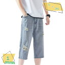 ハーフパンツ デニム 7分丈 メンズ デニムパンツ メンズ 7分丈 メンズ パンツ クロップドパンツ メンズ デニム メンズ ジーンズ 七分丈 ダメージ 夏 RaogtCYU