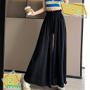 500円OFFクーポン ワイドパンツ レディース ゆったり ガウチョパンツ 無地 ウエストゴム 薄手 夏 春 秋 おしゃれ カジュアル 通勤 通学 ドレープ ロングパンツ 大きいサイズ 日常 細身 体型カバー 結婚式 同窓会 お呼ばれ デート RaogtCYU