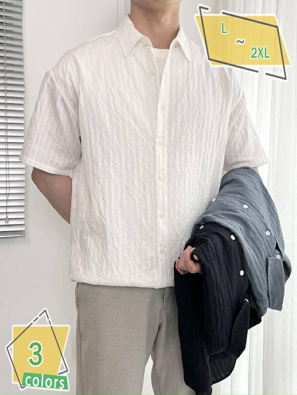 夏服 メンズ シャツ 半袖 ファッション ボタンアップ 大きいサイズ 無地 柔らかい 通気 カジュアル 快適な軽い シンプル オシャレ オックスフォードシャツ 襟付き トップス 男性用 体型カバー ポケット付き RaogtCYU