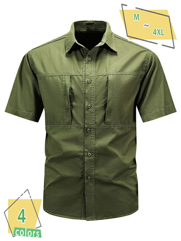 楽天サイバーショップ011000円OFFクーポン シャツ メンズ 半袖 カジュアルシャツ ゆったり 大きいサイズ シンプル 汗しみない 仕事 紳士 薄手 爽やか ポケット付き お出掛け アウトドア トップ 着痩せ ウォーキング 20代 40代 体型カバー サマージャケット RaogtCYU