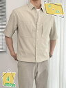 カジュアルシャツ メンズ 夏 半袖 大きいサイズ 男性用 開襟シャツ ジャケット 体型カバー ポケット付き ビジネス 軽い 柔らかい かっこいい 無地 シンプル 薄手 ファッション 耐久性 運動 スポーツウェア RaogtCYU