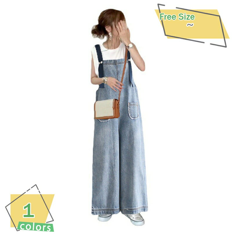 1000円OFFクーポン デニムサロペット サロペット オールインワン デニムパンツ ワイドパンツ ポケット ボトムス ロングパンツ ロング デニム ノースリーブ レディース 大きいサイズ 春 夏 秋 RaogtCYU