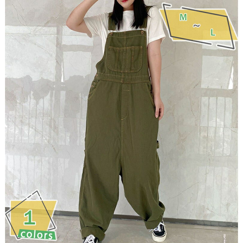 1000円OFFクーポン ワーク サロペット レディース ストレート ワイド パンツ カーゴパンツ ストラップ ポケット オーバーサイズ 楽ちん リラックス 春 夏 秋 RaogtCYU