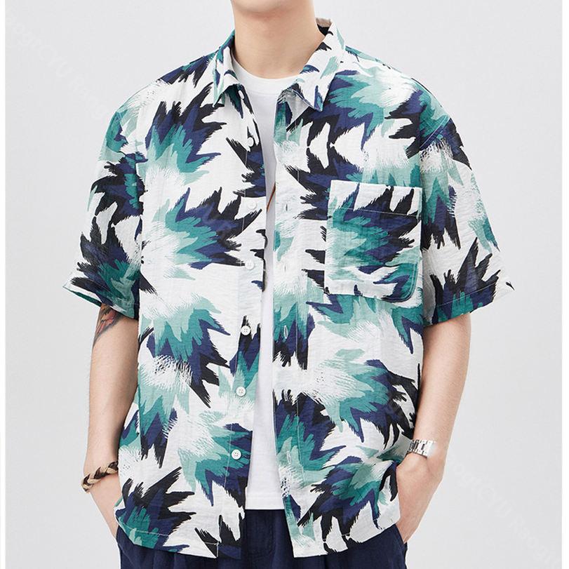 夏服 メンズ シャツ ゆったり 半袖 おしゃれ カジュアル シンプル レトロ 大きいサイズ 快適な 軽い アロハシャツ おしゃれ ワイシャツ 花柄 ストライプ 開襟シャツ 総柄 プリントシャツ 通勤 通学 海 旅行 RaogtCYU