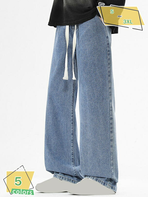500円OFFクーポン ストレート ジーンズ デニムパンツ ウエストゴム 股上深め イージーパンツ ジーパン メンズズボン カジュアル アメカジ 普段着 RaogtCYU