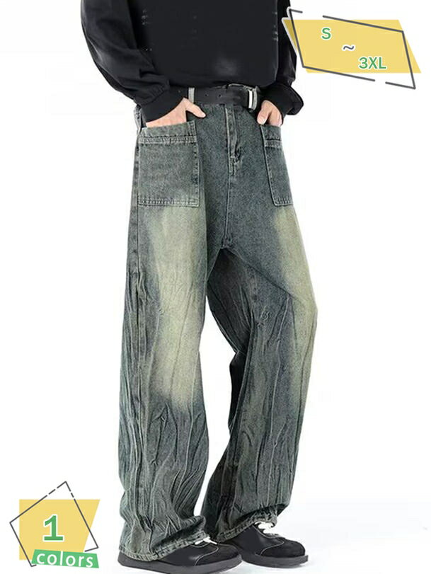 500円OFFクーポン ボトムス 長ズボン メンズ ワイド デニムパンツ ヴィンテージライク ジーパン デニムワイドパンツ Gパン ゆったり おしゃれ RaogtCYU