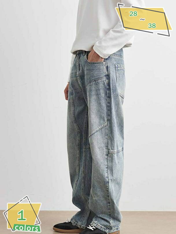 300円OFFクーポン デニムパンツ ワイドパンツ メンズ ジーンズ バギー ビンテージ ヴィンテージ 春秋 ウォッシュ ロング カジュアル カッコイイ おしゃれ RaogtCYU