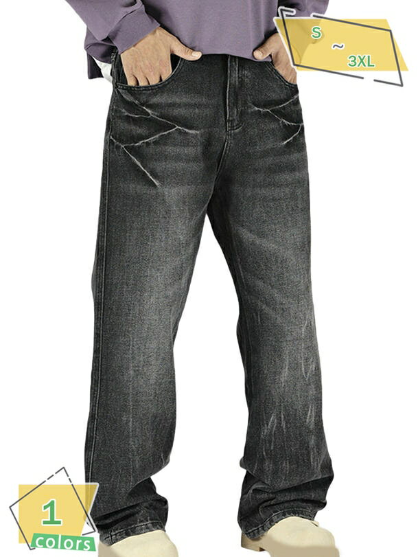 777円OFFクーポン ワイドパンツ デニム メンズ ジーンズ ジーパン ストリート ファッション ストレートパンツ 細身 着痩せ ズボン ボトムス おしゃれ RaogtCYU