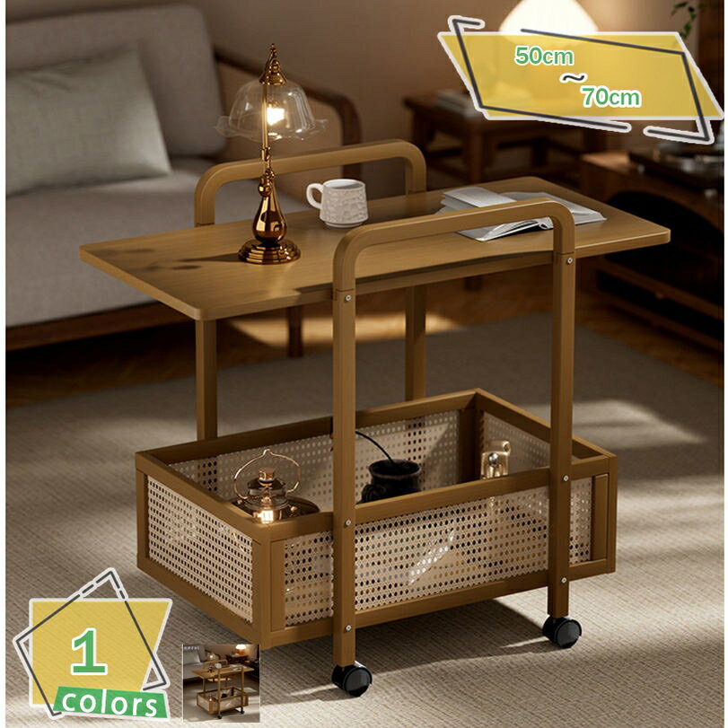 サイドテーブル キャスター 竹製 キ