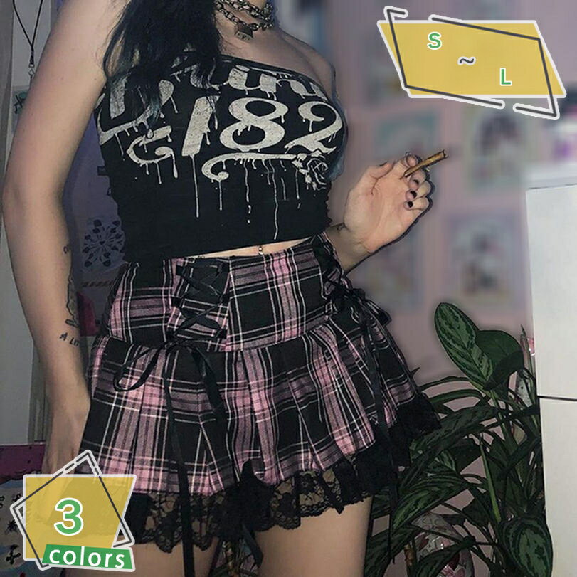 【新品】ゴスロリ・ロリータ フリルミニスカート 紫黒チェック 新品】ゴスロリ・ロリータ フリルミニスカート 紫黒チェック