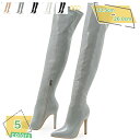 ニーハイブーツ 大きいサイズ レディース サイハイブーツ エナメル オーバーニーブーツ ファスナー ハイヒール ピンヒール 12cm ポインテッドトゥ 秋冬 仮装 パーティー 結婚式 二次会 ロングブーツ 型押し 可愛い おしゃれ RaogtCYU