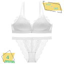 300円OFFクーポン ブラジャー ショーツ セット 総レース ノンワイヤー ブラジャー 大きいサイズ ショーツ 下着 レディース セクシー ランジェリー 育乳...