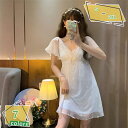 760円OFFクーポン ネグリジェ ワンピース レディース 姫系 ノースリーブ プリンセス Vネック ルームワンピース パジャマ ナイトウエア 部屋着 ルームウ...