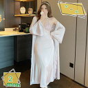 1600円OFFクーポン パジャマ レディース ネグリジェ ワンピース ガウン 2点セット レース セクシー プリンセス 姫系 ルームウェア 春夏秋 長袖アウタ...