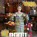 300円OFFクーポン エプロン 女性用 レディース おしゃれ チェック 大人 かわいい 長袖エプロン 割烹着 かっぽう着 スモック ポケット付き 純綿 速乾 ...