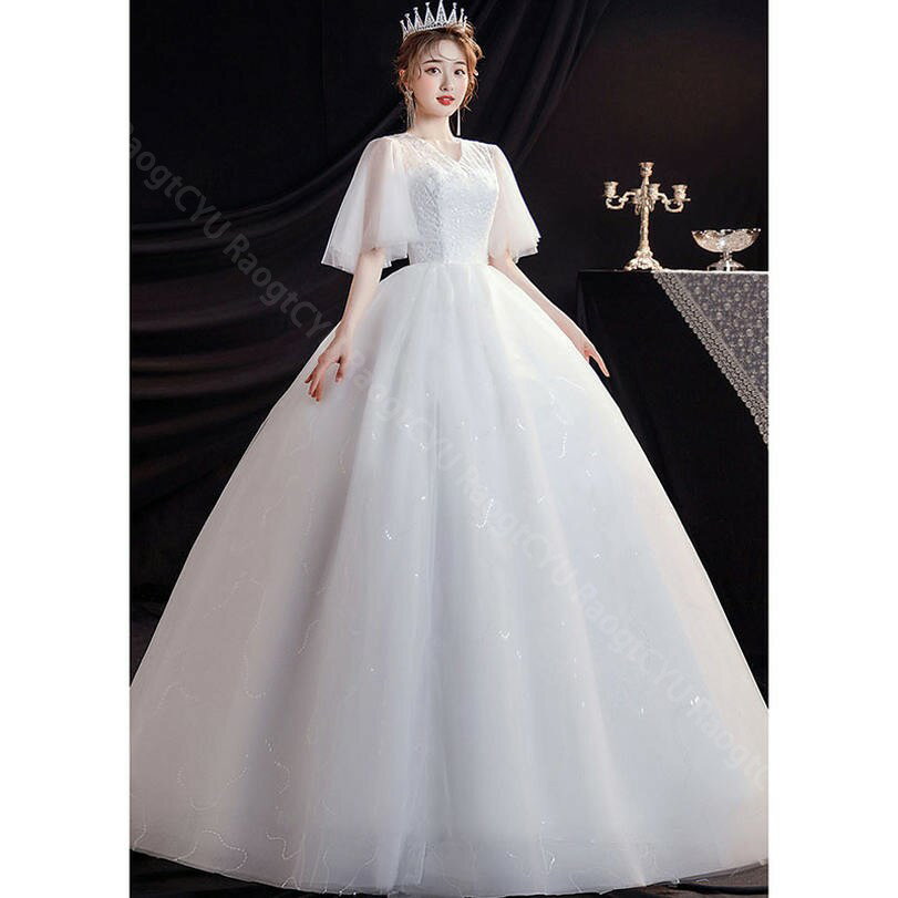 ウェディングドレス 結婚式 カラードレス ロングドレス 袖あり プリンセスラインドレス レース Vネック 二次会ドレス ウェディング 美しい パーティードレス 結婚式ドレス リボン 演奏会ドレス 卒業式 イブニングドレス 大人 エンパイア RaogtCYU
