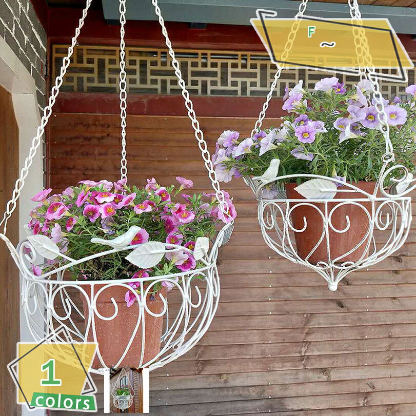 Flower Stand - 鉄製 ハンギングバスケット 植木鉢 バルコニー アウトドア ハンギングフラワー ハンギングフラワースタンド フラワーバスケット フラワースタンド 吊りバスケット ハンギングポット おしゃれ RaogtCYU