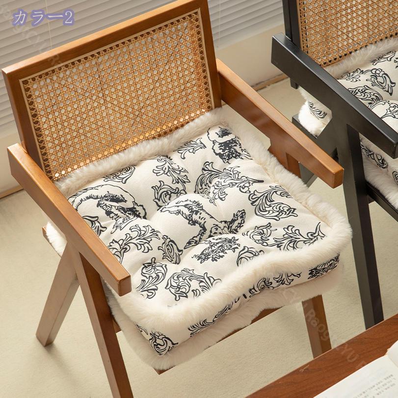 1000円OFFクーポン 座布団 椅子用正方形クッション ダイニングチェア用クッション 厚いシートクッション 椅子シート座布団 チェア用 2枚セット 1枚だけ 椅子用 正方形 ふわふわ 食卓テーブル 四季通用 洗える 座り心地いい RaogtCYU [3]