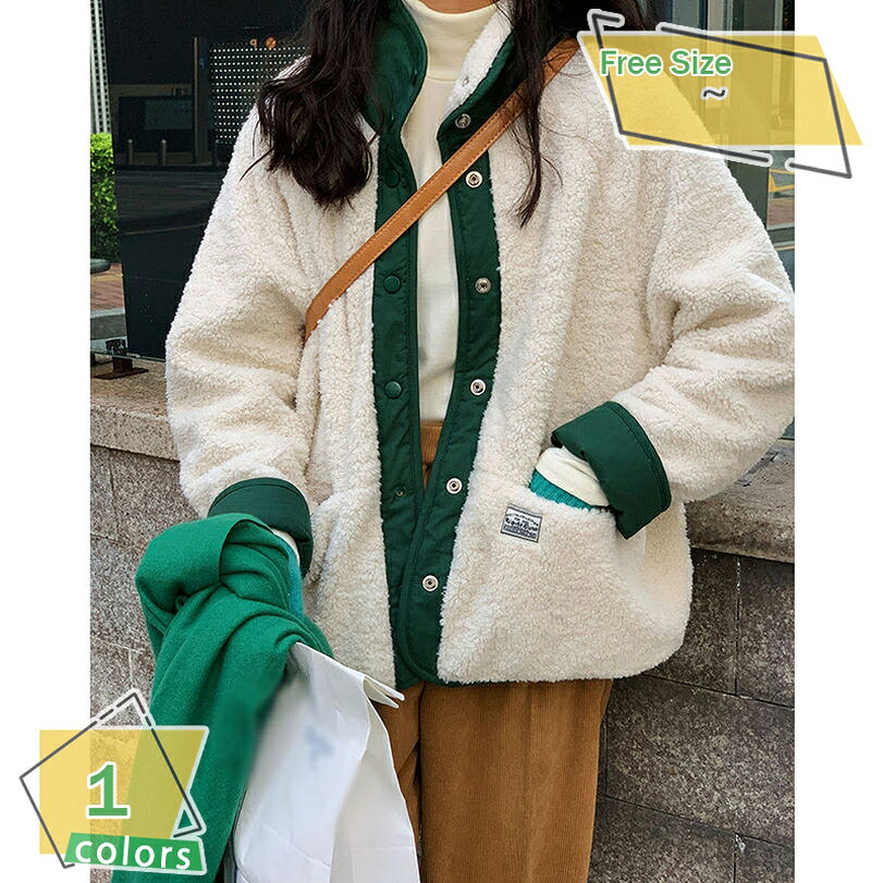 ボア ブルゾン レディース ボアジャケット 大きいサイズ 秋 冬 ボア スタンドカラー アウター コート ファー もこもこ 防寒 大人 ショート丈 フリースジャケット 厚手 体型カバー 無地 可愛い 韓国 お出かけ カジュアル 秋冬コート RaogtCYU