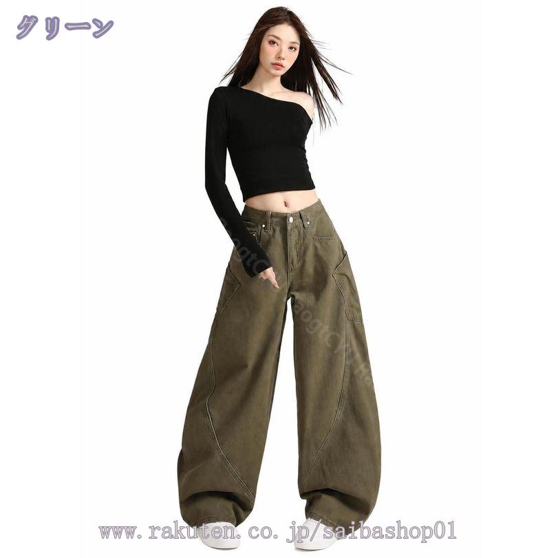 500円OFFクーポン レディース デニムパンツ 着痩せ ワイドパンツ カーゴ ゆったり ジーンズ ワーク カーブ 体型カバー 脚長効果 ロング丈 カジュアル ボトムス 大きいサイズ 春夏秋 RaogtCYU — vista 2