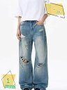 500円OFFクーポン デニムパンツ ダメージジーンズ ワイド バギーパンツ デニム ゆったり 大きいサイズ バギー ジーパン Gパン ゆったり カジュアル シンプル 春 秋 カッコイイ RaogtCYU