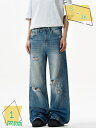 777円OFFクーポン ジーンズ デニムパンツ ジーパン ストレート ダメージ ウォッシュ ストリート系 メンズ ダメージ デニム ロングパンツ ワイド RaogtCYU
