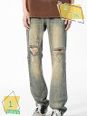 500円OFFクーポン デニム ストレート ストレッチ デニムパンツ メンズ ダメージ クラッシュ加工 ジーンズ ジーパン ズボン メンズ ロングパンツ 男性 紳士 ボトムス RaogtCYU