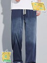 1600円OFFクーポン 冷感 デニム ワイドパンツ メンズ 夏 涼しい ジーンズ デニムパンツ ワイド 薄手 ジーパン ゆったり ストレート カジュアル リラックス ウエストゴム 調整紐 メンズジーパン RaogtCYU