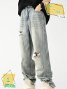 760円OFFクーポン デニムパンツ メンズ ダメージ デニム ストレートパンツ カジュアル ストリート系 かっこいい ジーンズ ジーパン RaogtCYU