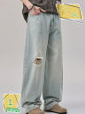1600円OFFクーポン ジーンズ メンズ ズボン ワイド デニムパンツ ウォッシュ ダメージ ジーパン ゆったり ルーズ デニム バギーパンツ RaogtCYU