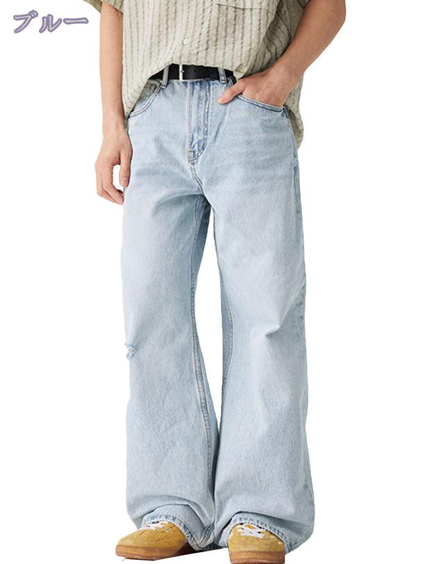 760円OFFクーポン デニムパンツ ロングパンツ ダメージデニム ジーンズ メンズ 色落ち クラッシュ加工 ヴィンテージ風 おしゃれ かっこいい ストレート 美脚 RaogtCYU