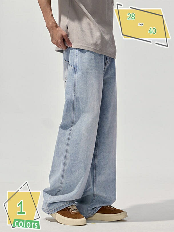 777円OFFクーポン ワイドパンツ メンズ デニム ワイドデニムパンツ ウォッシュ 太め ジーンズ Gパン 20代 30代 40代 ズボン ゆったり RaogtCYU