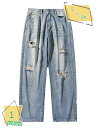 500円OFFクーポン デニムパンツ メンズ ダメージ加工 ジーンズ ワイド バギー ダメージ ジーパン ロングパンツ メンズファッション ストリート系 RaogtCYU